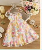 White Multi-color Floral Tiered Camisole Dress