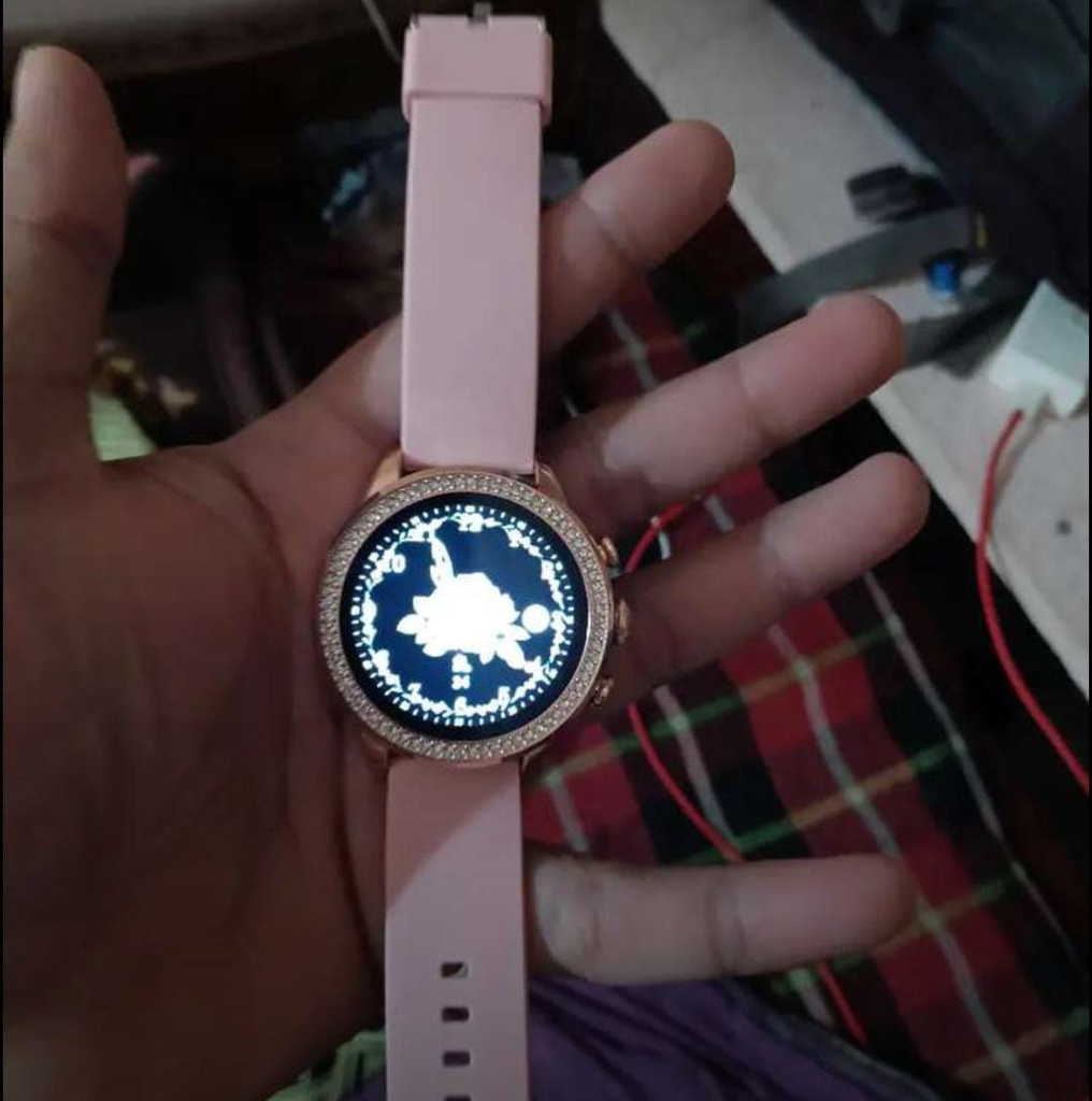 Pink Smartwatch with Crystal Bezel