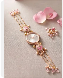 Women's Rose Gold-Tone Beaded Chain Strap Watch